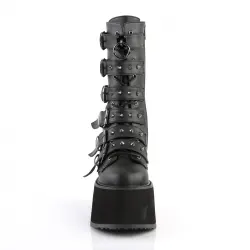 Damned Black Buckled Gothic Boots for Women