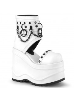 Wave White Platform Sandal Bootsies with Chain