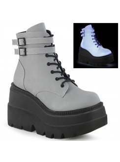 Shaker Reflective Grey Wedge Heel Ankle Boots