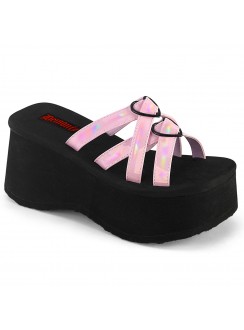 Heart Ring Pink Hologram Platform Clogs