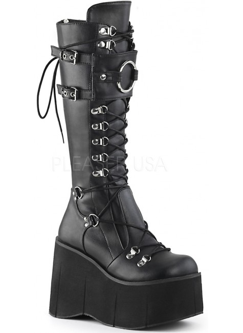 black platform knee high boots