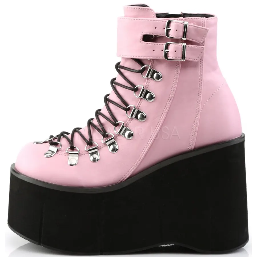 Kera Pink Platform Ankle Boots - Gothic Ankle Boots, Festival, Rave