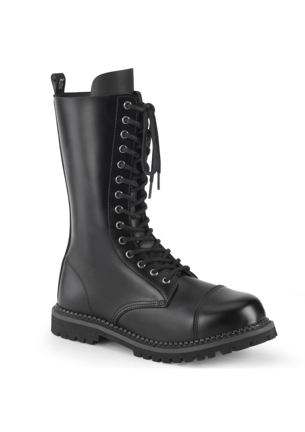 14 Eyelet Leather Boots for Men with Steel Toe Combat Boots