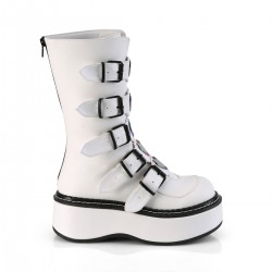 Emily White Heart Combat Boots