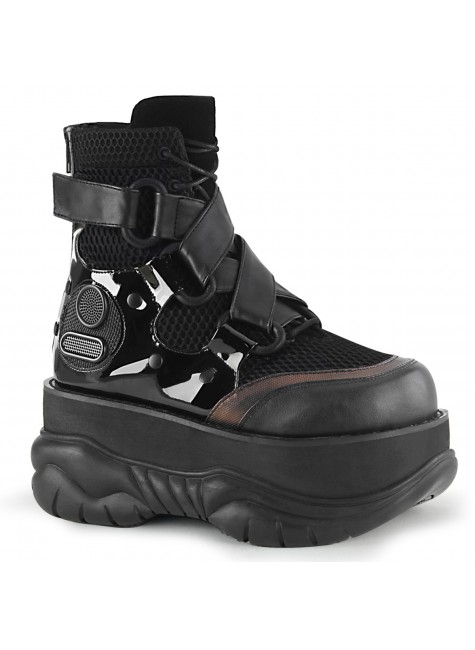 Neptune Black Platform Ankle Boot Wedge Heel Cyberpunk