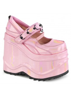 Wave Pink Hologram Spiked Platform Mary Jane