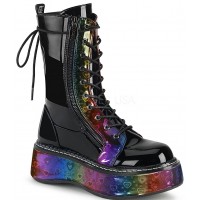 Emily Rainbow Hearts Platform Mid-Calf Boots