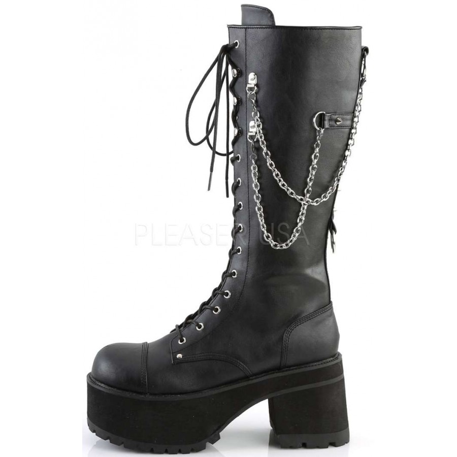 Ranger Mens Vegan Leather Knee High Combat Boot Platform Combat Boot 2666