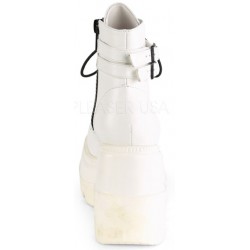 Shaker 52 White Stacked Wedge Ankle Boots