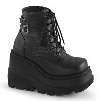 Shaker 52 Lace Up Front Stacked Wedge Ankle Boots