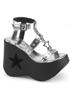 Dynamite Silver Star Platform Wedge Sandal