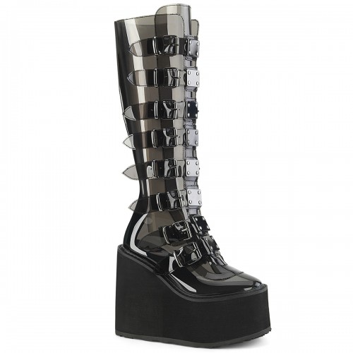 Swing Transparent Black Womens Platform Gothic Boots