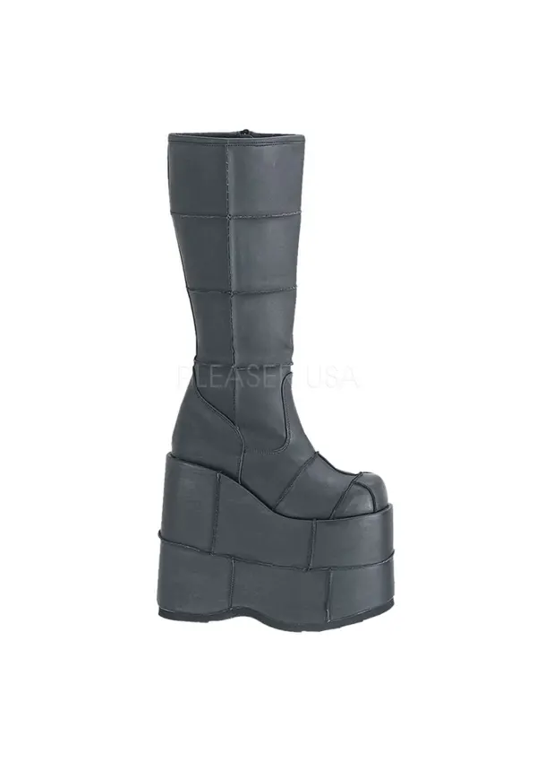 Mens Platform Patched Knee High Boot - Frankenstein Costume Boot