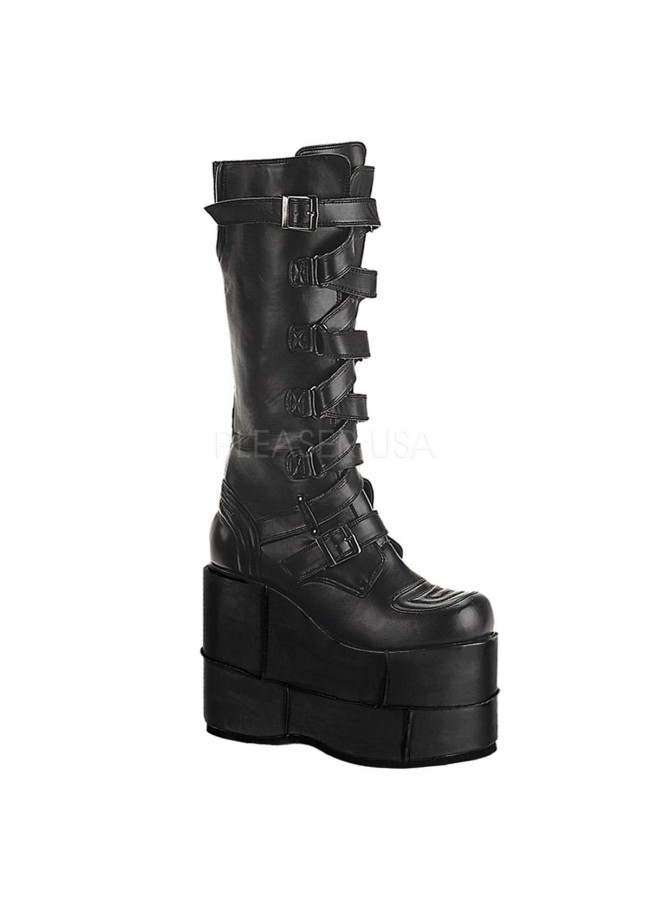 stacked heel mens boots