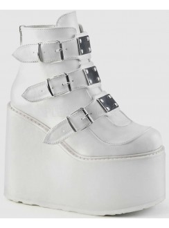 White Swing 105 Platform Wedge Ankle Boots