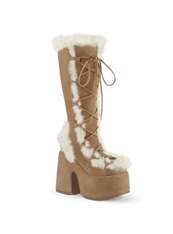 Tan Faux Fur Camel-311 Platform Knee Boot