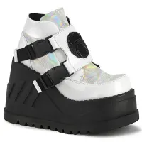 Stomp White Hologram Wedge Ankle Boots