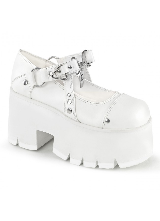 white platform mary jane shoes