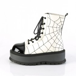 Spiderweb White Slacker Ankle Boots