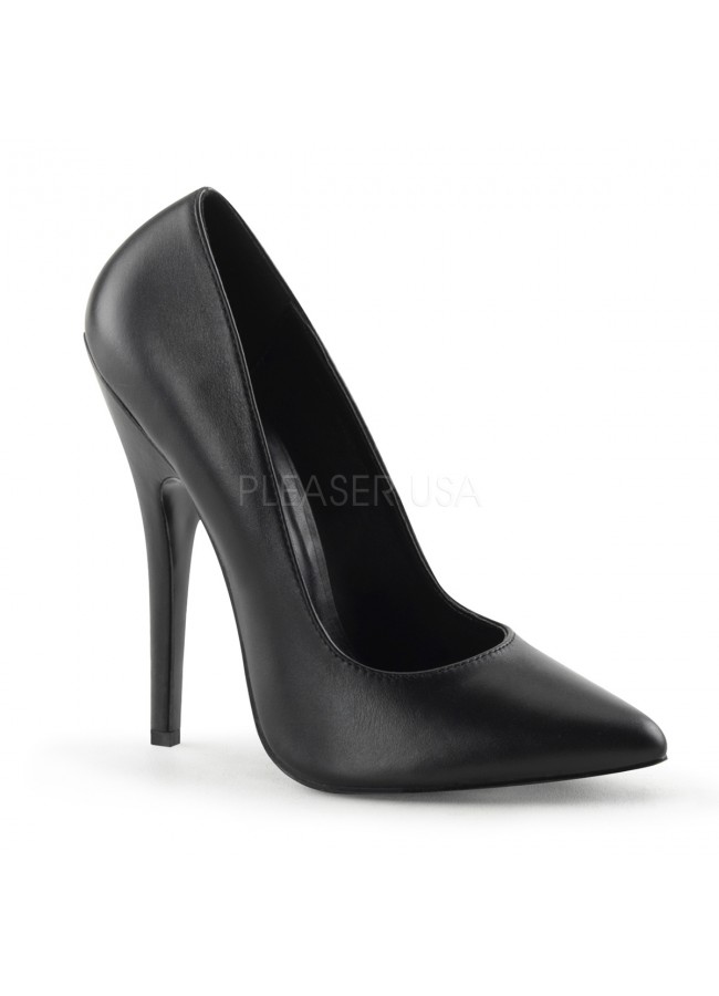 Black Leather 6 Inch Domina High Heel 