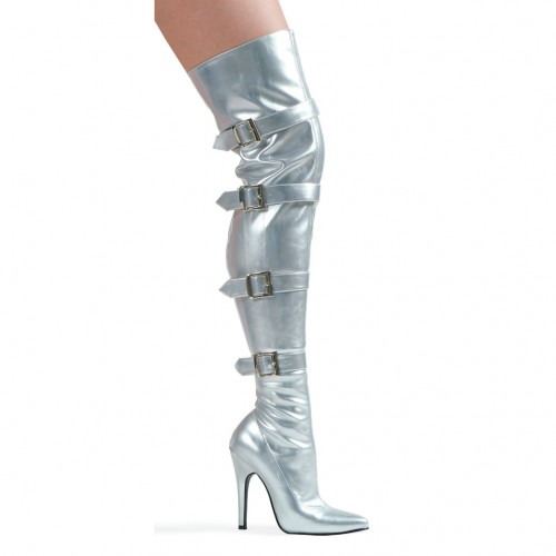 Thigh high silver outlet boots