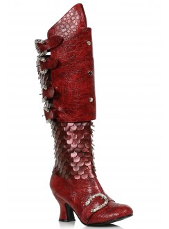 Snake Buckled Snakeskin Boots for Women in Red