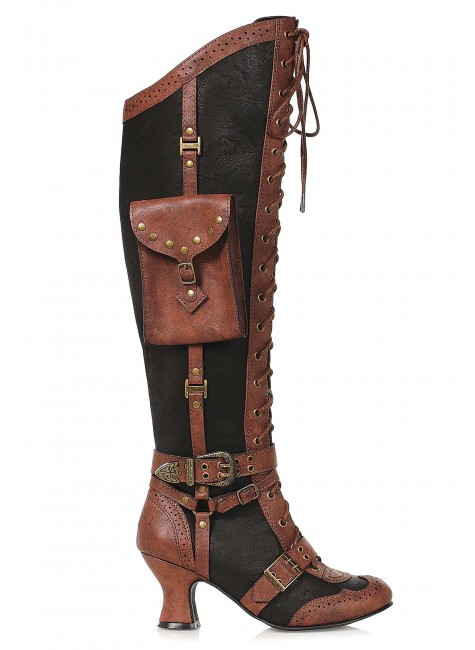 Ingrid Multi Pocket Steampunk Womens Brown Boots