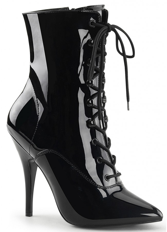 black patent stiletto ankle boots