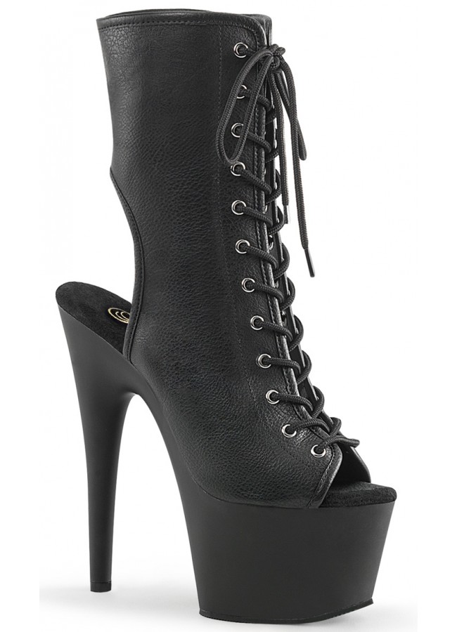 peep toe black heeled boots