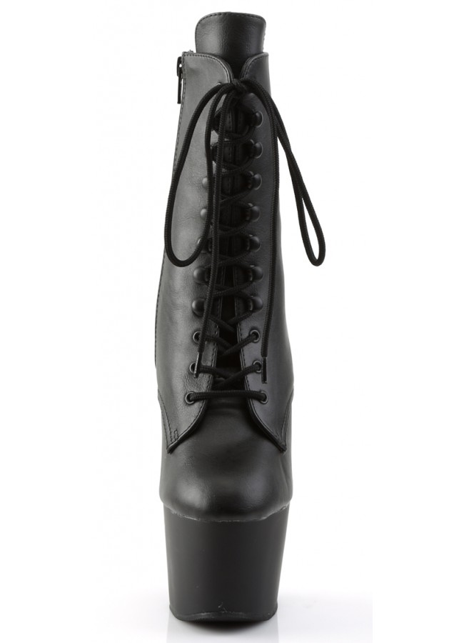 faux leather lace up platform ankle boots