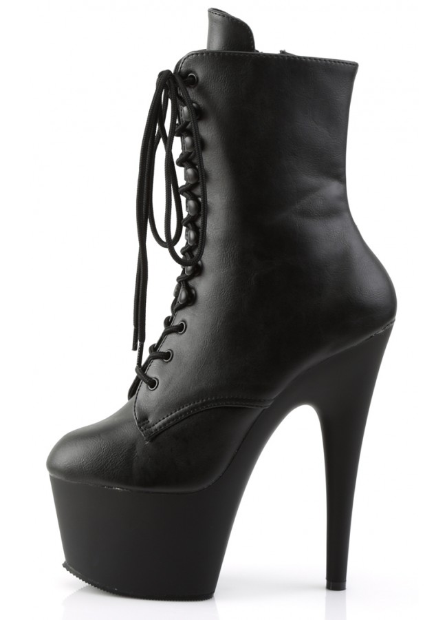 faux leather lace up platform ankle boots