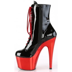 Red Chrome Platform Adore Black Granny Ankle Boots