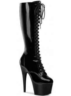 black patent boots knee high