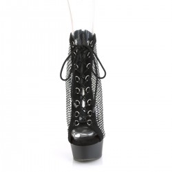 Delight Rhinestone Net Black Platform Ankle Boots