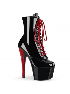 Adore Black Platform Boots with Red Heel