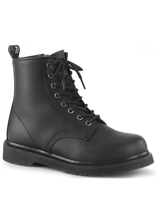 Bolt Mens Black Combat Ankle Boot - Vegan Leather Combat Boots for Men