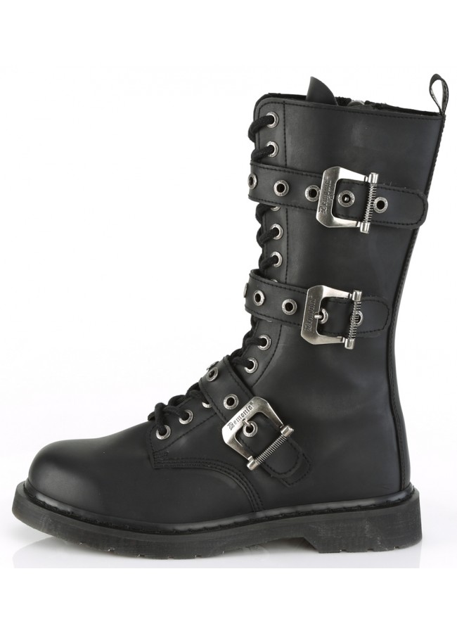 Bolt Mens Combat 14-Eyelet Boot with Buckled Straps