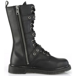 Bolt Mens Combat 14-Eyelet Boots with Buckled Straps