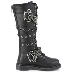 Chained Bolt Mens Combat Knee High Biker Boots