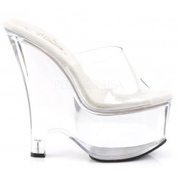 Beau Clear Wedge Peep Toe Mule