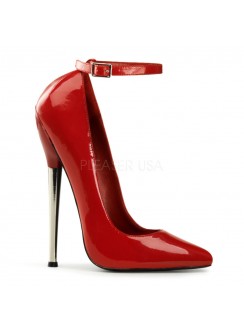 Dagger Red Extreme Heel Ankle Strap Pump