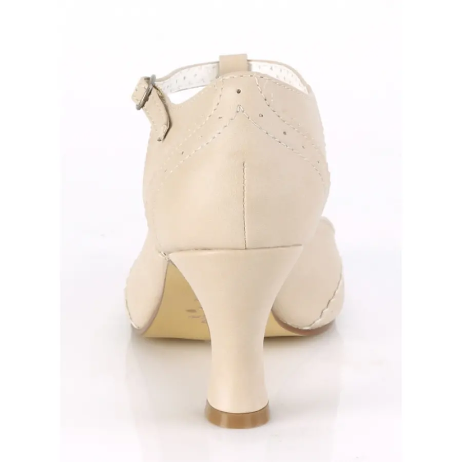 Flapper Cream T-Strap Pump 3 Inch Heel Retro Women Shoe