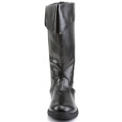 Captain Mid Calf Cuffed Black Boots