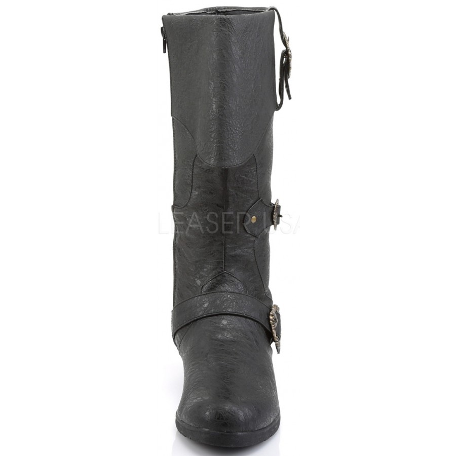 Carribean Distressed Black Pirate Boots - Mens Renne Faire Boots