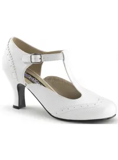 Flapper White T-Strap Pump