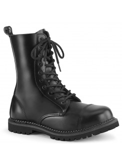 Riot 10-Eyelet Mens Leather Ankle Boots with Steel Toe