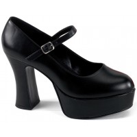 Black Mary Jane Square Heeled Pump