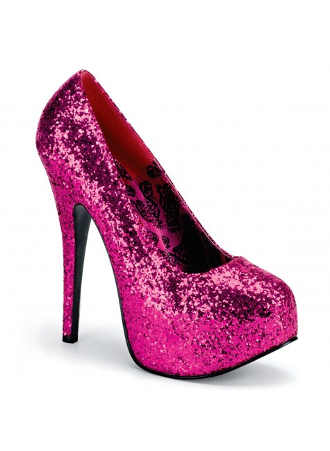 Teeze Hot Pink Glitter Platform Pump | High Heel Womens Dress Shoe