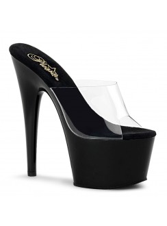 Adore Black Platform Clear Vamp Mule