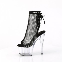 Rhinestone Mesh Platform Ankle Boots